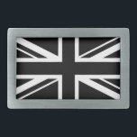 Union Jack ~ Black and White Rectangular Belt Buckle<br><div class="desc">A Black and White Union Jack</div>