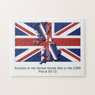 UNION JACK   Blessed Nation   UK BRITISH FLAG Jigsaw Puzzle
