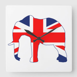 Union Jack British Elephant Clock