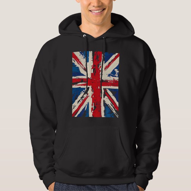 Union Jack British England United Kingdom Brushed  Hoodie (Front)