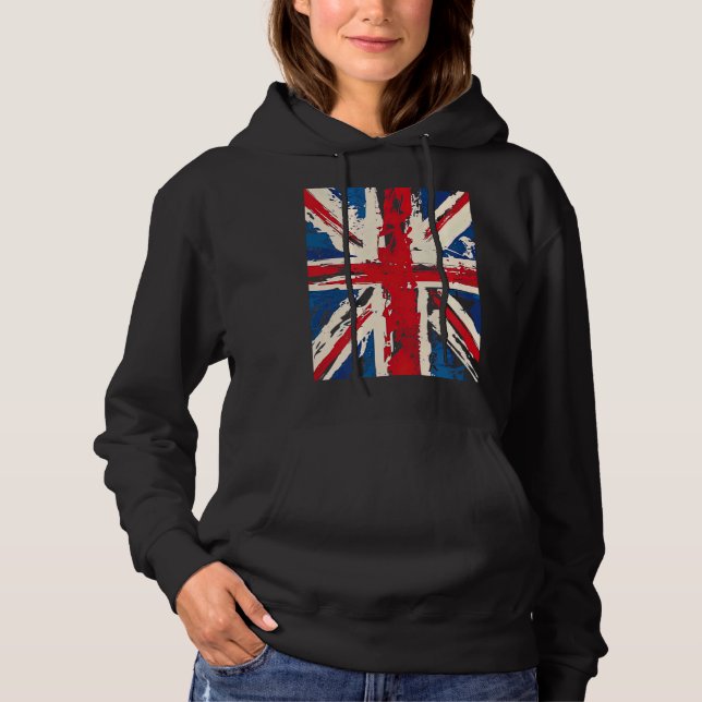 Union Jack British England United Kingdom Brushed  Hoodie (Front)