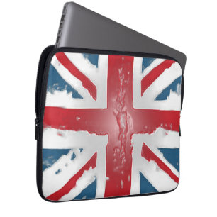 Union Jack British Flag Abstract Wax Art Laptop Sleeve