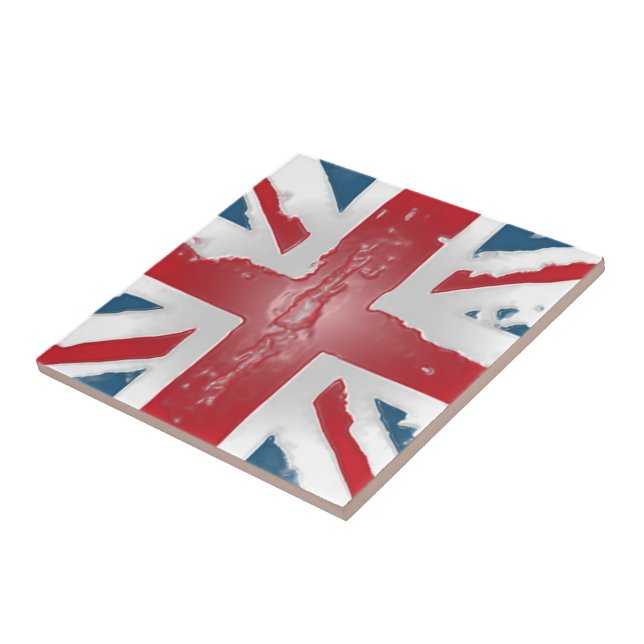 Union Jack British Flag Abstract Wax Art Tile (Side)