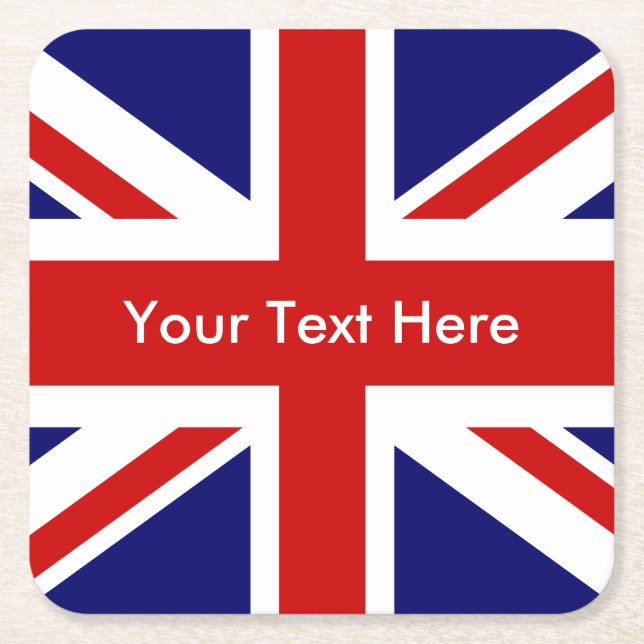 Union Jack British Flag Square Paper Coaster (Front)