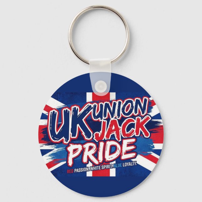 Union Jack British Flag Vintage Personalized Key Ring (Front)