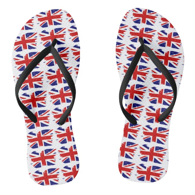 Union Jack British Flag With Grunge Thongs (Footbed)