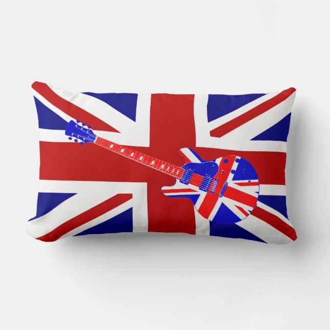Union Jack British Guitar Art 2 Lumbar Cushion (Front)