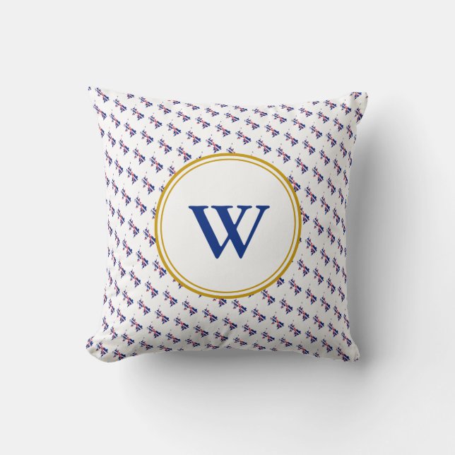 UNION JACK British Map MONOGRAM Custom Text Cushion (Front)