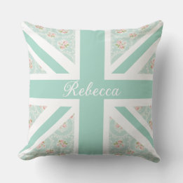 Union Jack British Rose Garden Throw Cushion
