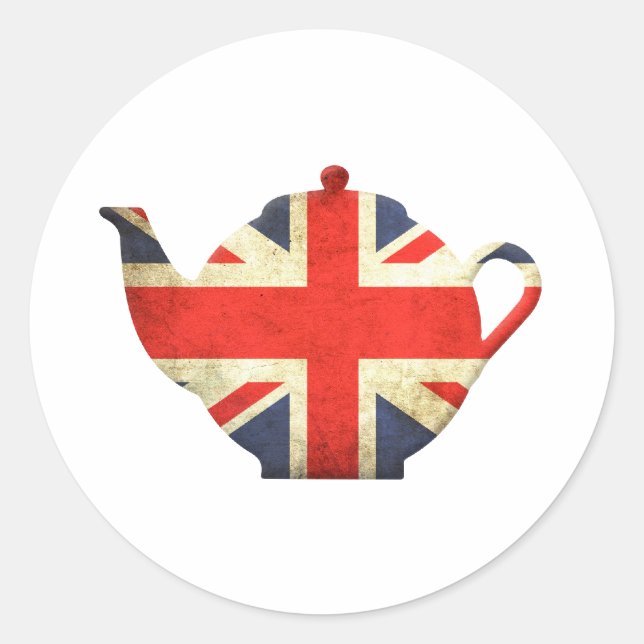 Union Jack British Teapot Classic Round Sticker (Front)