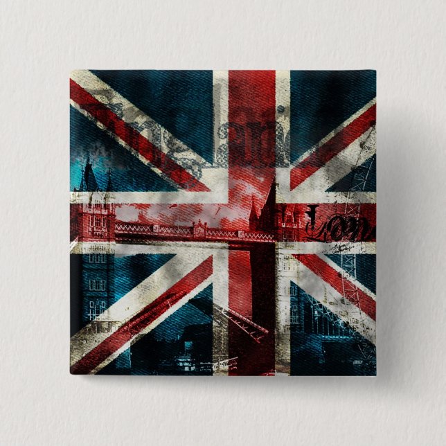 Union Jack Button/Badge 15 Cm Square Badge (Front)