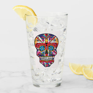 Union Jack candy skull Glass