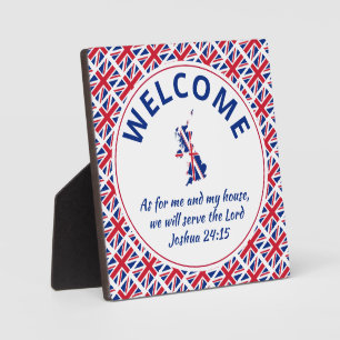 UNION JACK Christian Welcome Plaque