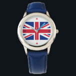Union Jack Colourful Wristwatch<br><div class="desc">What a fantastic watch to wear when you are out and about. The watch has the Union Jack across the front and a blue strap. The watch can be customised: styles (men's,  women's,  children),  colours,  straps,  text,  etc. This is a great gift for a lover of the United Kingdom!</div>