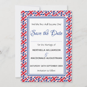 UNION JACK Customised Scripture Stylish UK Save The Date