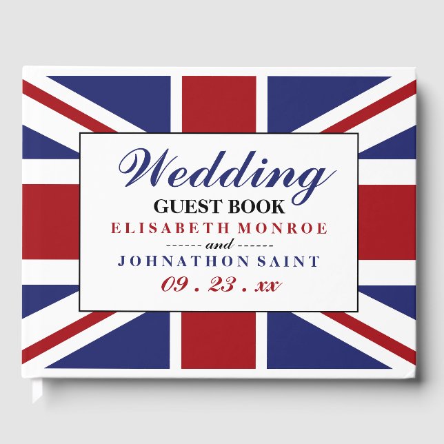 Union Jack Flag British Wedding Guest Book (Front)