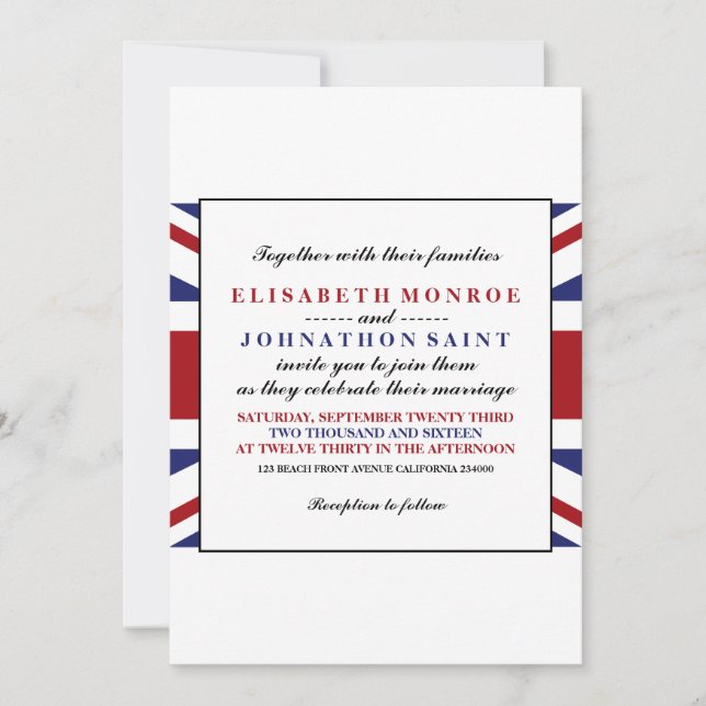 Union Jack Flag British Wedding Invitation (Front)