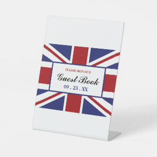 Union Jack Flag British Wedding Pedestal Sign