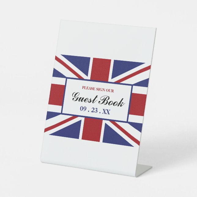 Union Jack Flag British Wedding Pedestal Sign (Front)