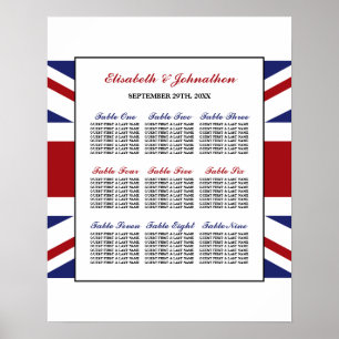 Union Jack Flag British Wedding Seating Chart