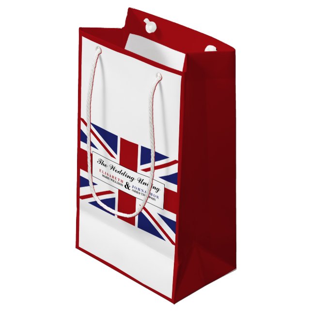 Union Jack Flag British Wedding Small Gift Bag (Front Angled)