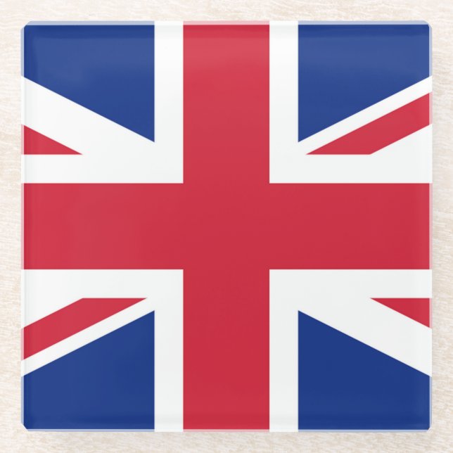 Union Jack Flag coastercnt Glass Coaster (Front)