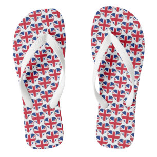 Union Jack Flag Colours Hearts Pattern Patriotic Thongs