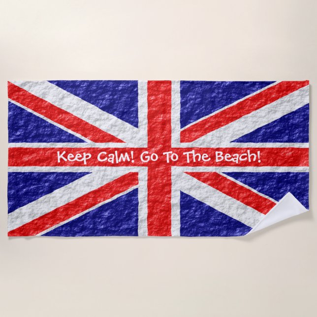 Union Jack Flag Design Personalised Beach Towel (Front)