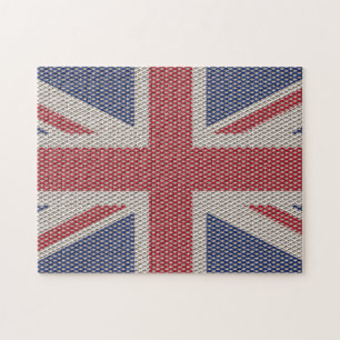 Union Jack Flag Fishnet Pattern Jigsaw Puzzle