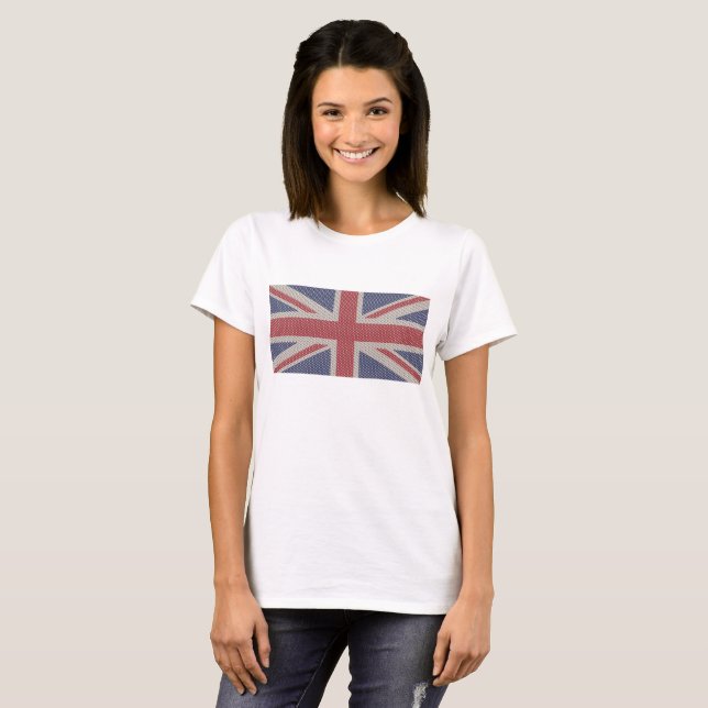Union Jack Flag Fishnet Pattern T-Shirt (Front Full)
