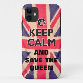 UNION JACK FLAG grunge / KEEP CALM + your text iPhone 11 Case
