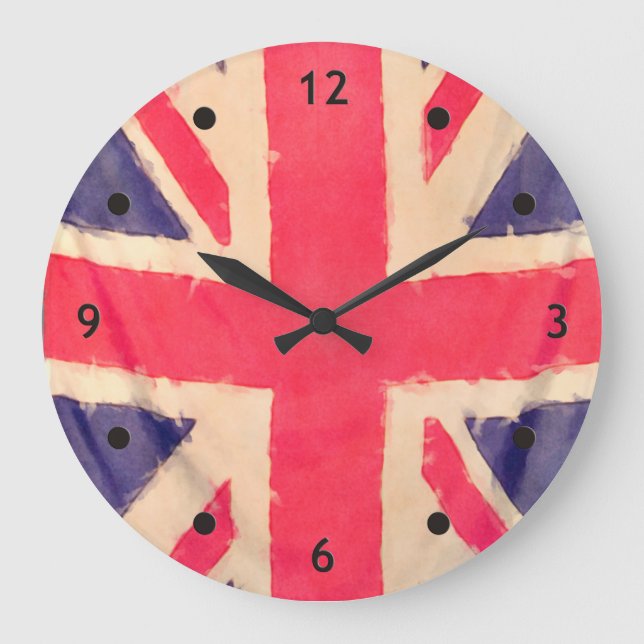 UNION JACK FLAG grunge Large Clock (Front)