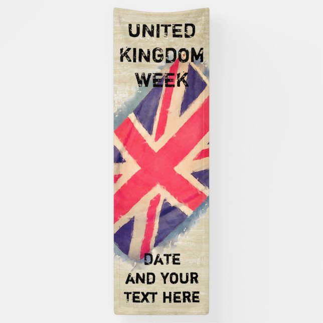 UNION JACK FLAG grunge + your idea Banner (Vertical)