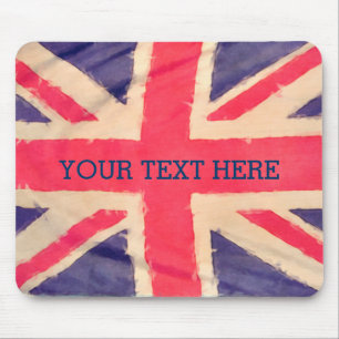 UNION JACK FLAG grunge + your text Mouse Pad
