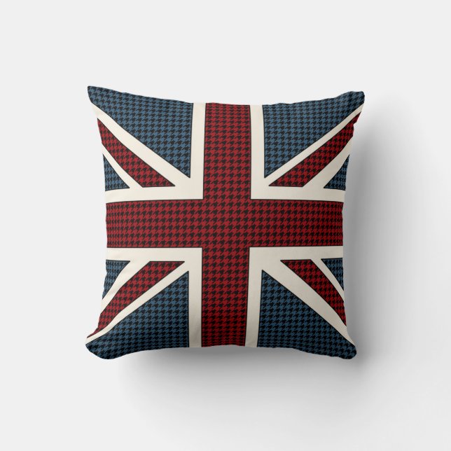 Union Jack Flag Houndstooth Cushion (Front)