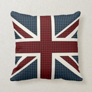 Union Jack Flag Houndstooth Cushion