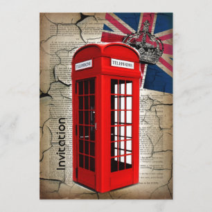 union jack flag jubilee crown red telephone booth invitation