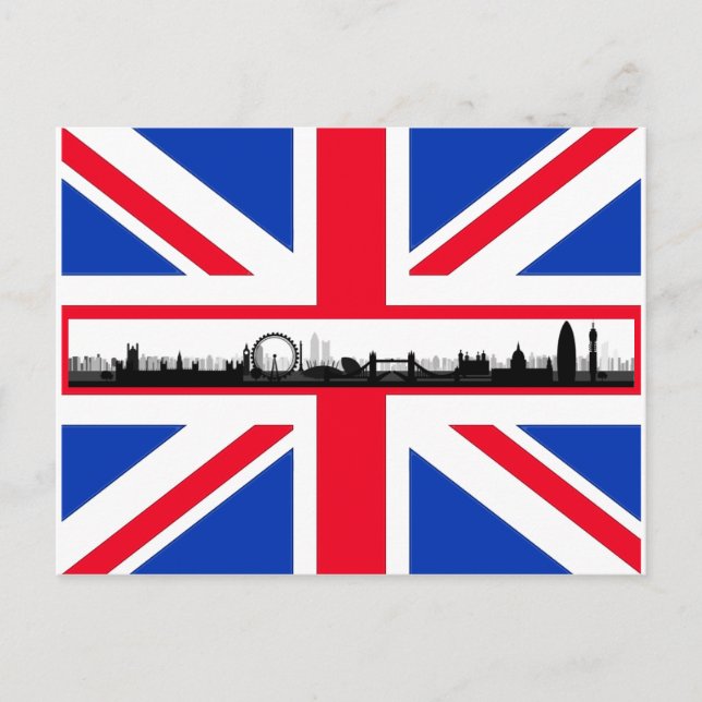 Union Jack Flag London Skyline Postcard (Front)