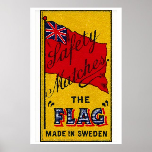 Union Jack Flag Matchbox Art Print, Swedish Poster (Front)