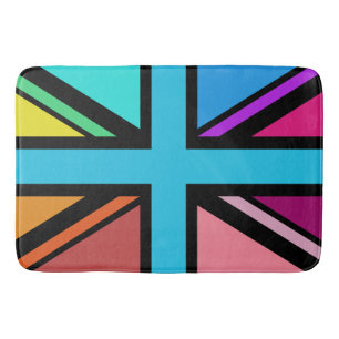 Union Jack/Flag Multicolored+Black Design Bath Mat