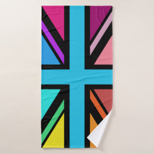 Union Jack/Flag Multicolored+Black Design Bath Towel