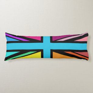 Union Jack/Flag Multicolored+Black Design Body Cushion