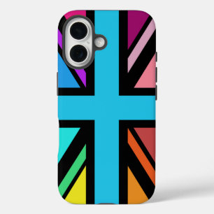 Union Jack/Flag Multicolored+Black Design iPhone 16 Case