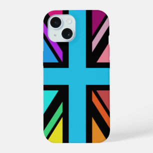 Union Jack/Flag Multicolored+Black Design iPhone 15 Case