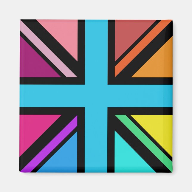 Union Jack/Flag Multicolored+Black Design Magnet (Front)