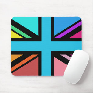Union Jack/Flag Multicolored+Black Design Mouse Pad