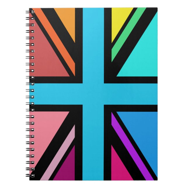 Union Jack/Flag Multicolored+Black Design Notebook (Front)