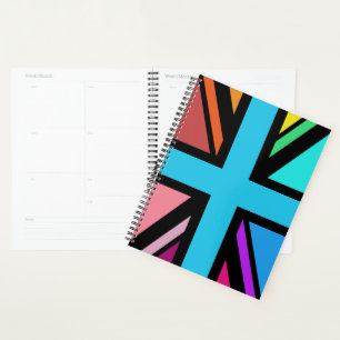 Union Jack/Flag Multicolored+Black Design Planner