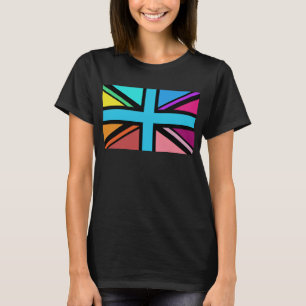 Union Jack/Flag Multicolored+Black Design T-Shirt