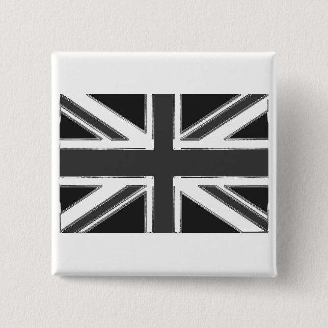 Union Jack flag of the UK - Chrome 15 Cm Square Badge (Front)